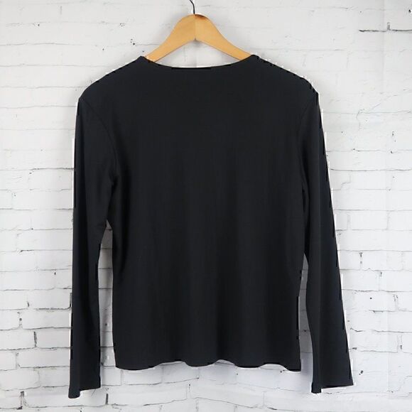 JONDEN BY LINDA LEAL BLACK ROUND NECK LONG SLEEVE CARDIGAN SWEATER SIZE LARGE - Picture 7 of 9